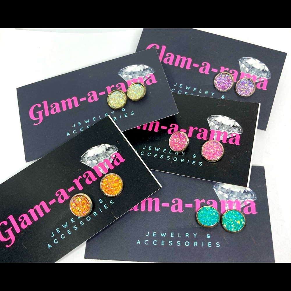 Sparkly Druzy Stud Earrings - various colors